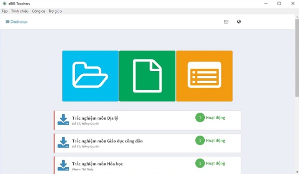 Phần mềm trắc nghiệm eBIB Teachers phiên bản Windows