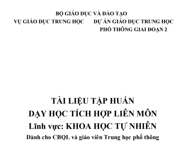 Tài liệu tập huấn dạy học tích hợp liên môn lĩnh vực khoa học tự nhiên
