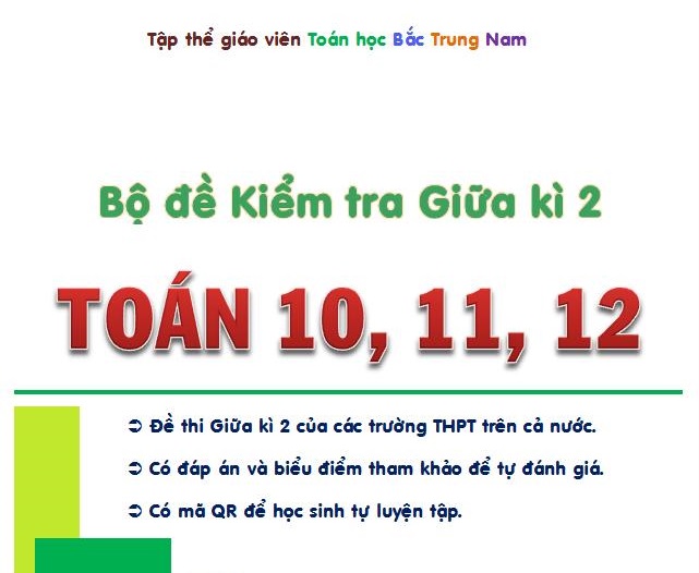 Bộ đề thi GK2 môn Toán 10, 11 và 12.